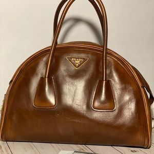 Brown leather Prada bowler